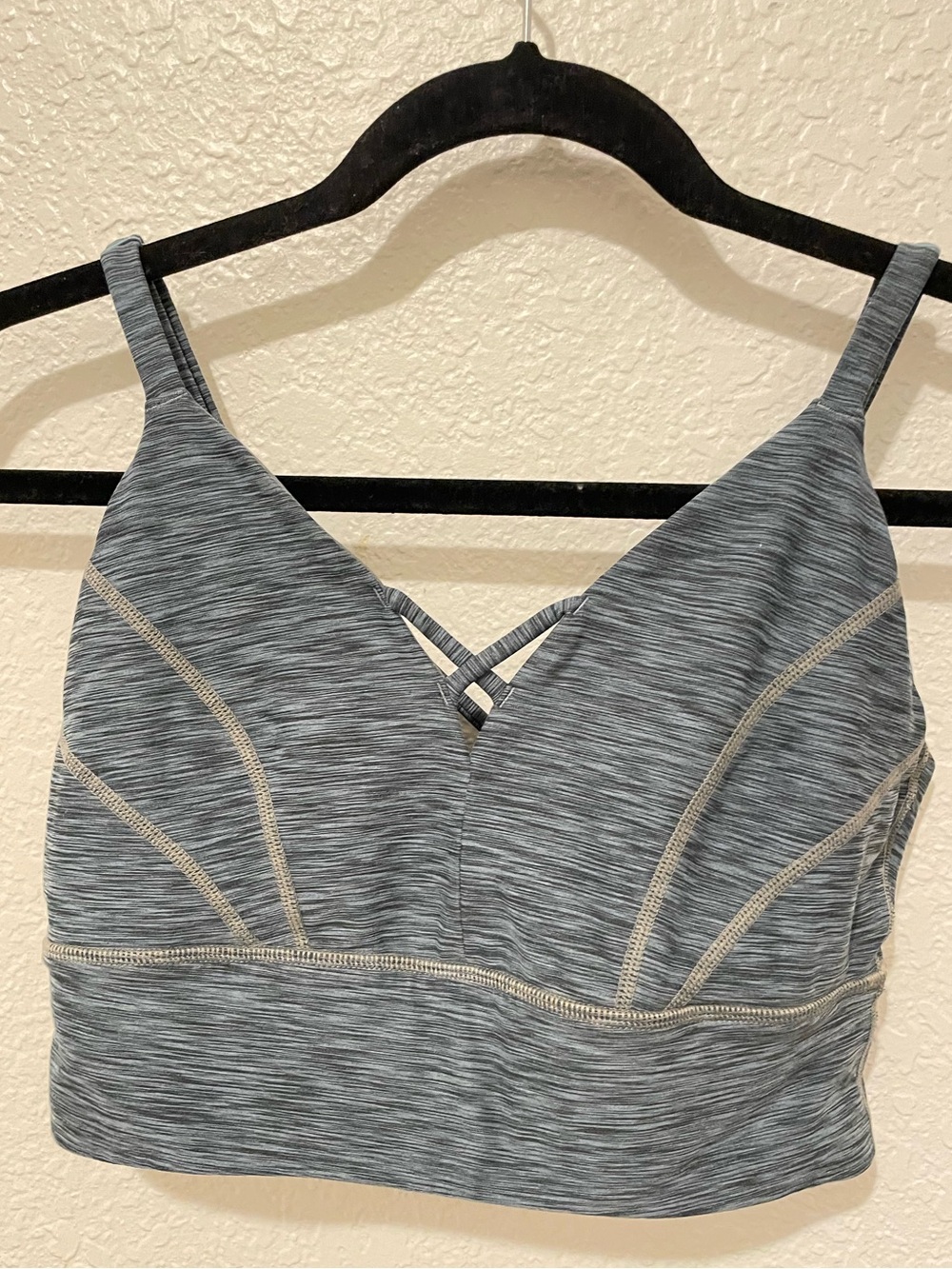 Prana Heathered Gray Sports Bralette with Crisscross Detail